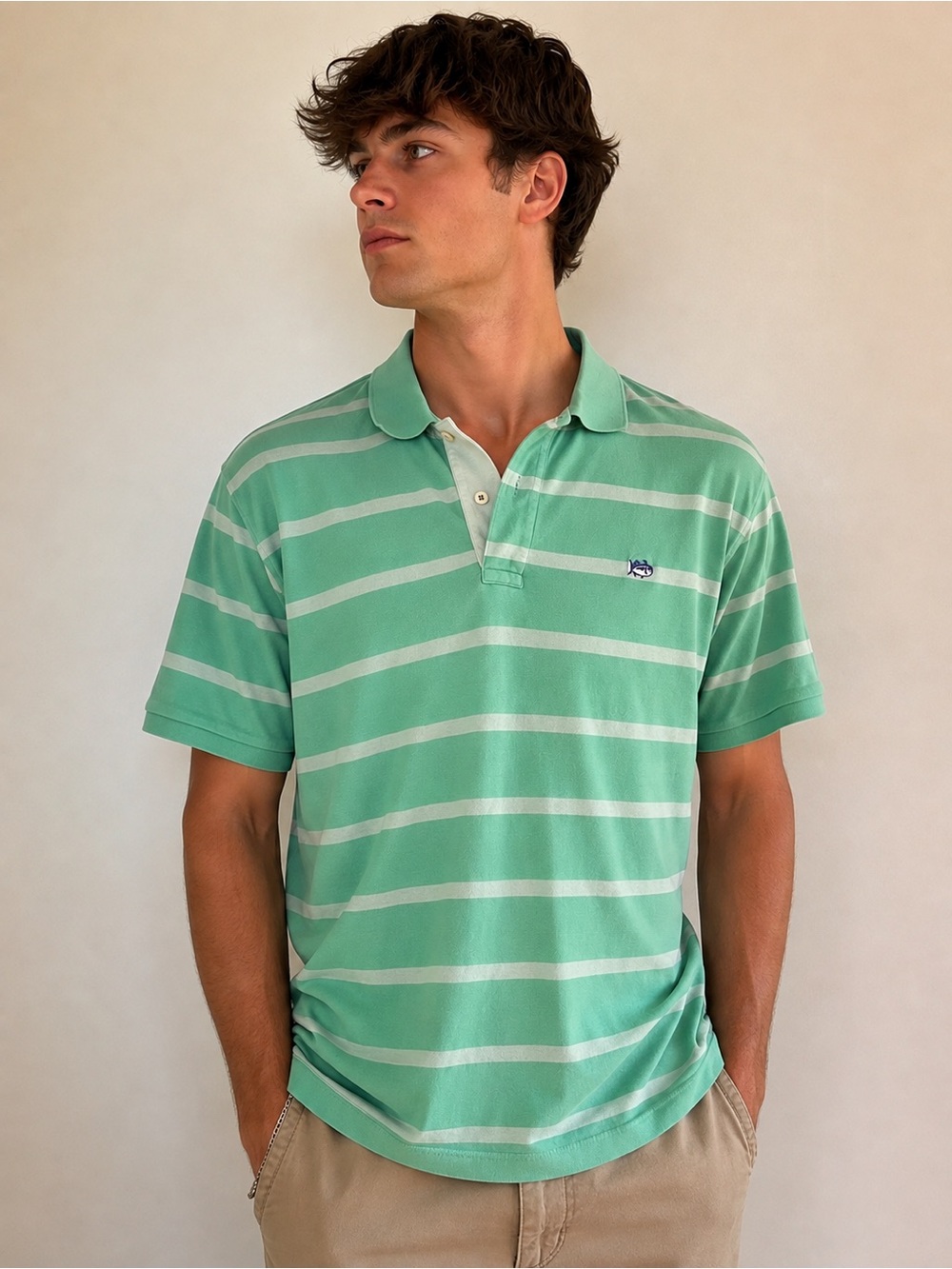 Southern Tide Mint Green Striped Polo